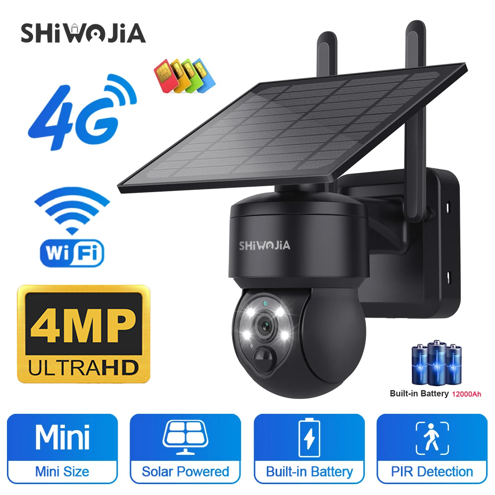 Smart Home Cctv - SHIWOJIA WIFI Wireless PTZ telecamera solare