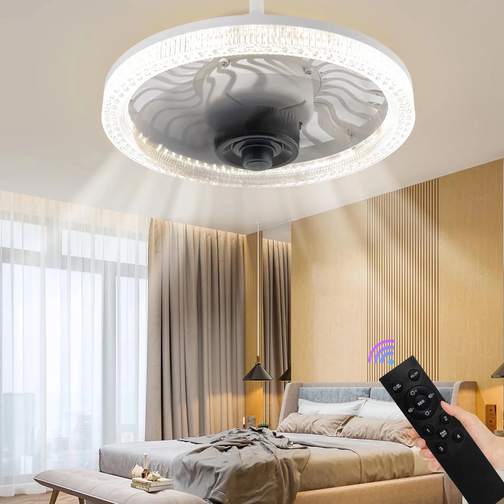 Smart Home Living Room - Ventilatore da soffitto a LED intelligente