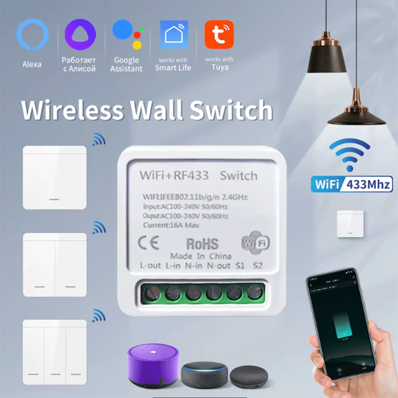 Smart Home Google - Interruttore Luce Intelligente WiFi Tuya, Interruttore