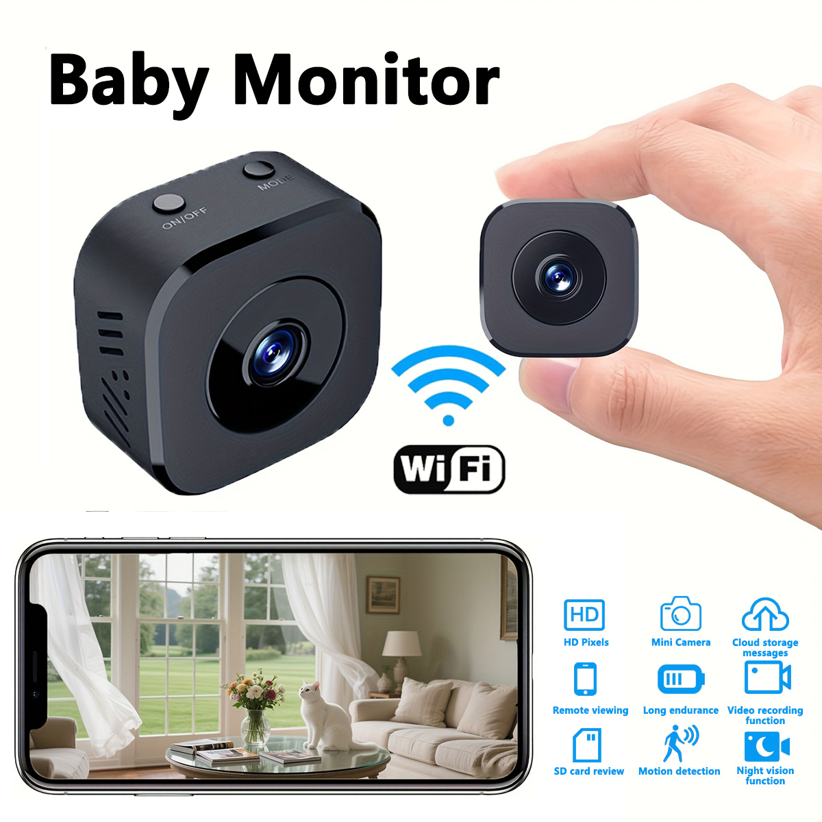 Smart Home Camera - 1080P HD Mini WiFi Telecamera di